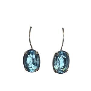 Silpada 925 Sterling Silver Oval Aqua Blue Glass French Wire Earrings